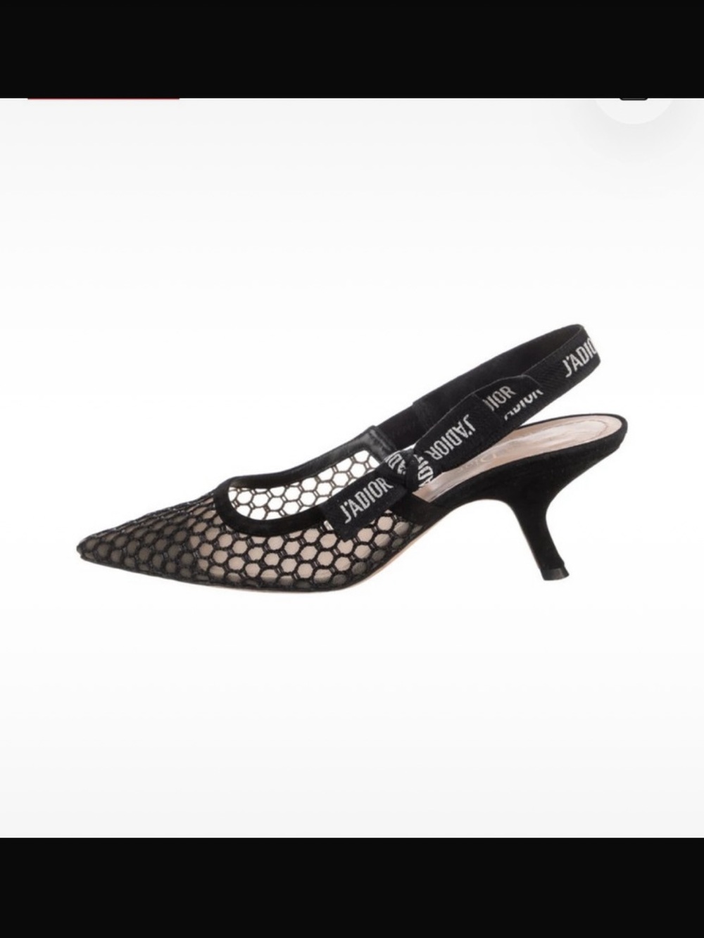 Dior Black Mesh J'Adior Slingback Kitten Heel